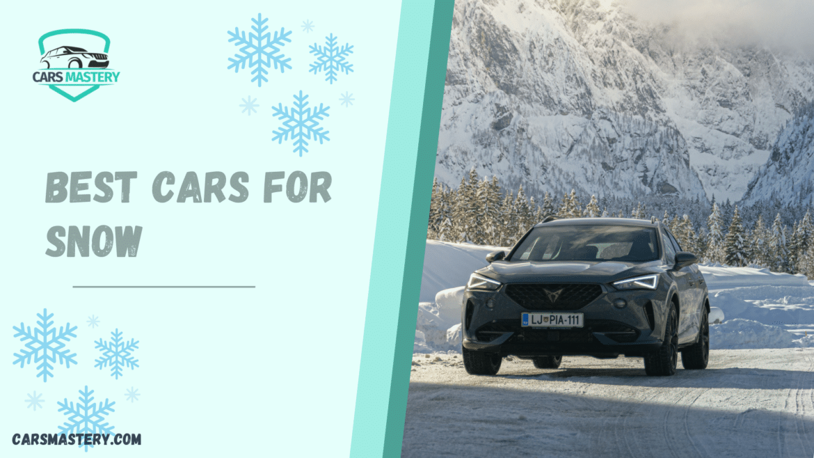 A view of a car in snow