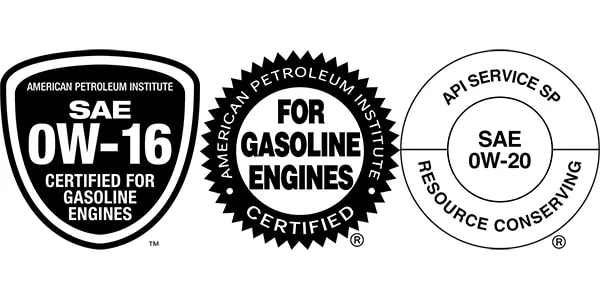 A view of three engine oil certifications