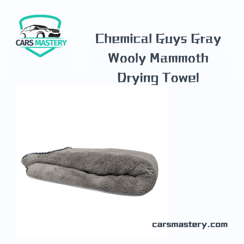 A view of the Chemical Guys Gray Wooly Mammoth Drying Towel