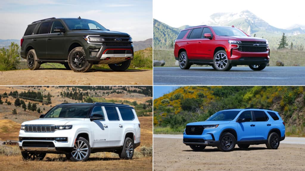 four different models of Full Size SUVs cars