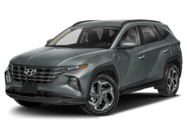 A view of a grey hyundai tucson hybrid