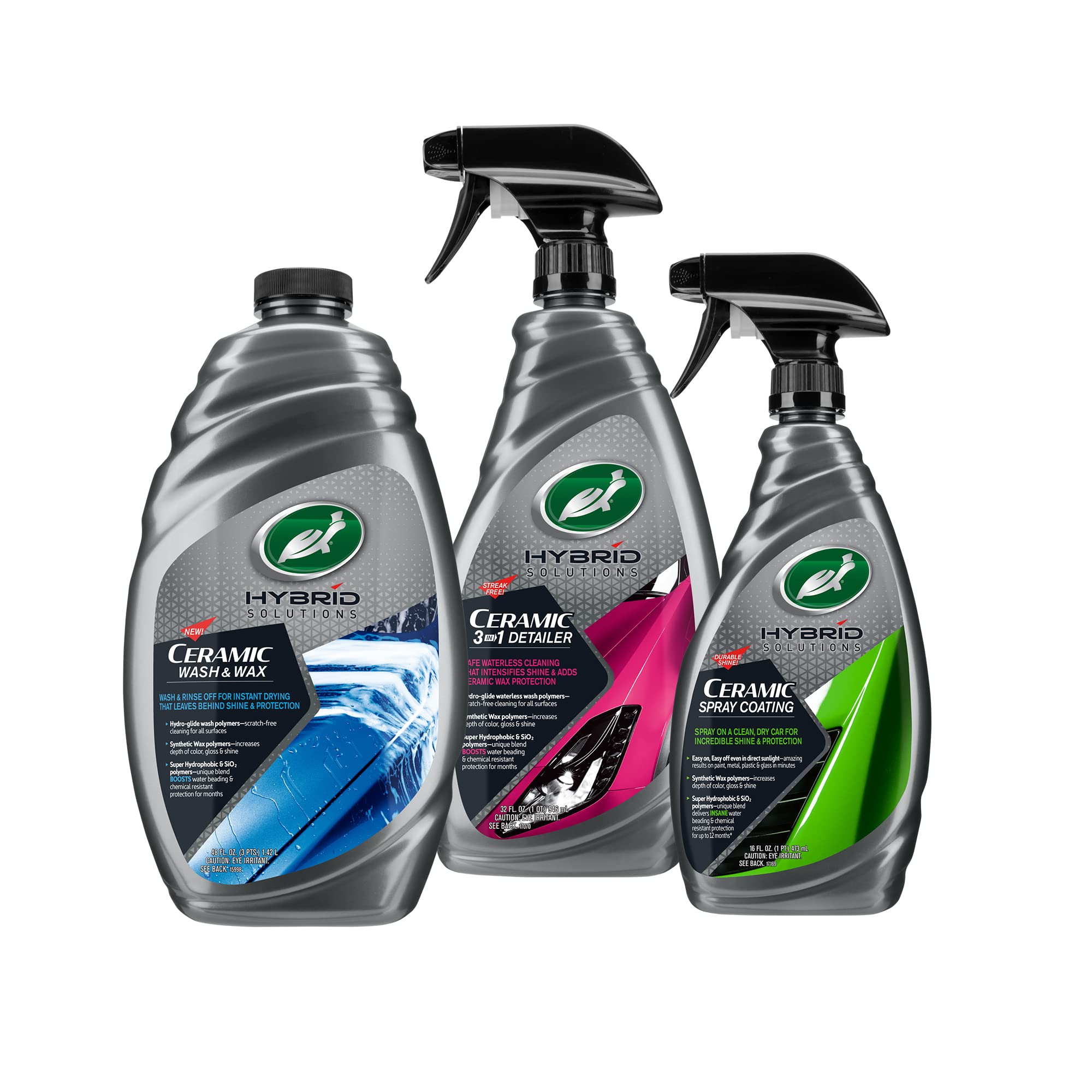 A view of three bottles ofTurtle Wax Car Hybrid Solutions Coating