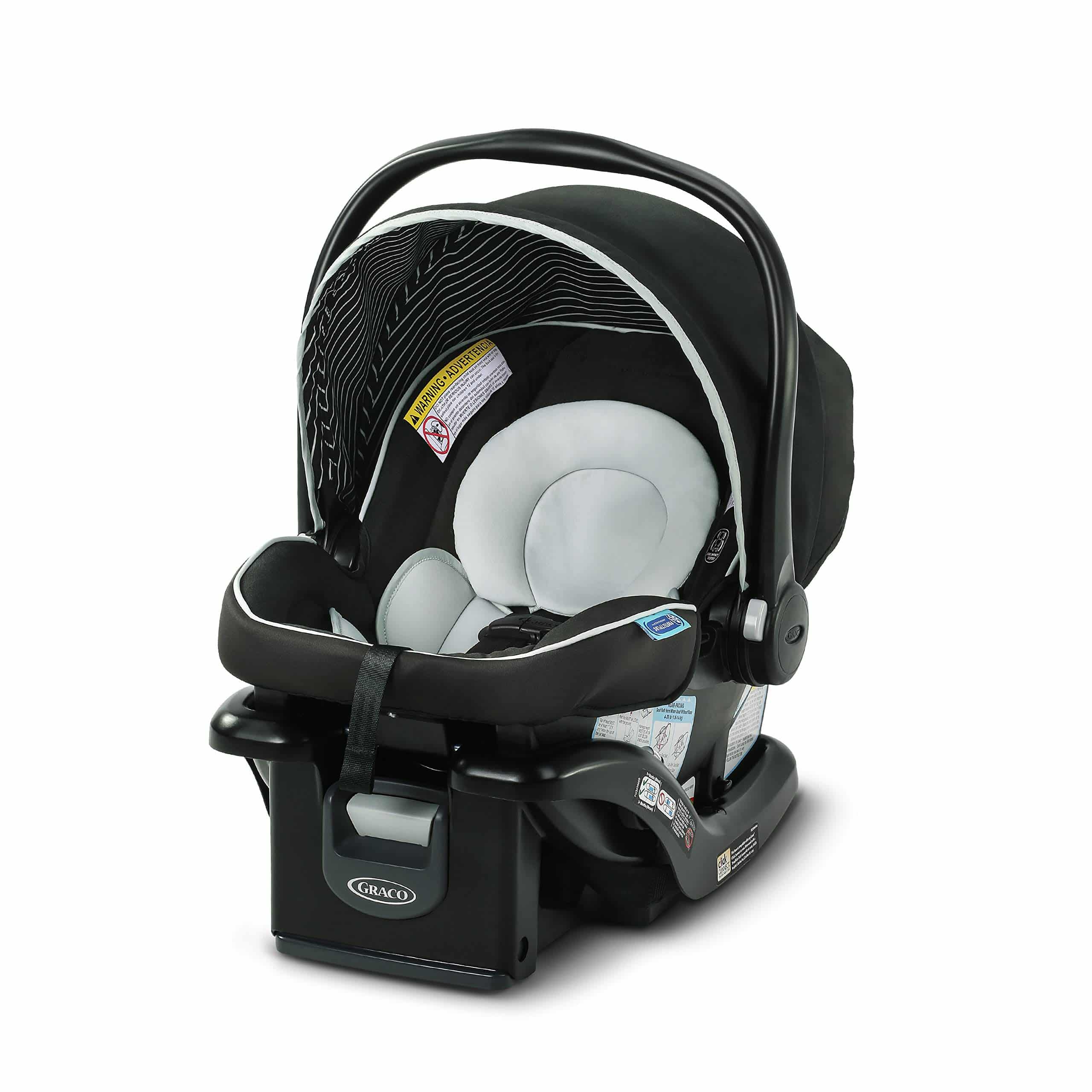 A view of a graco snug ride lite lx infant car seat