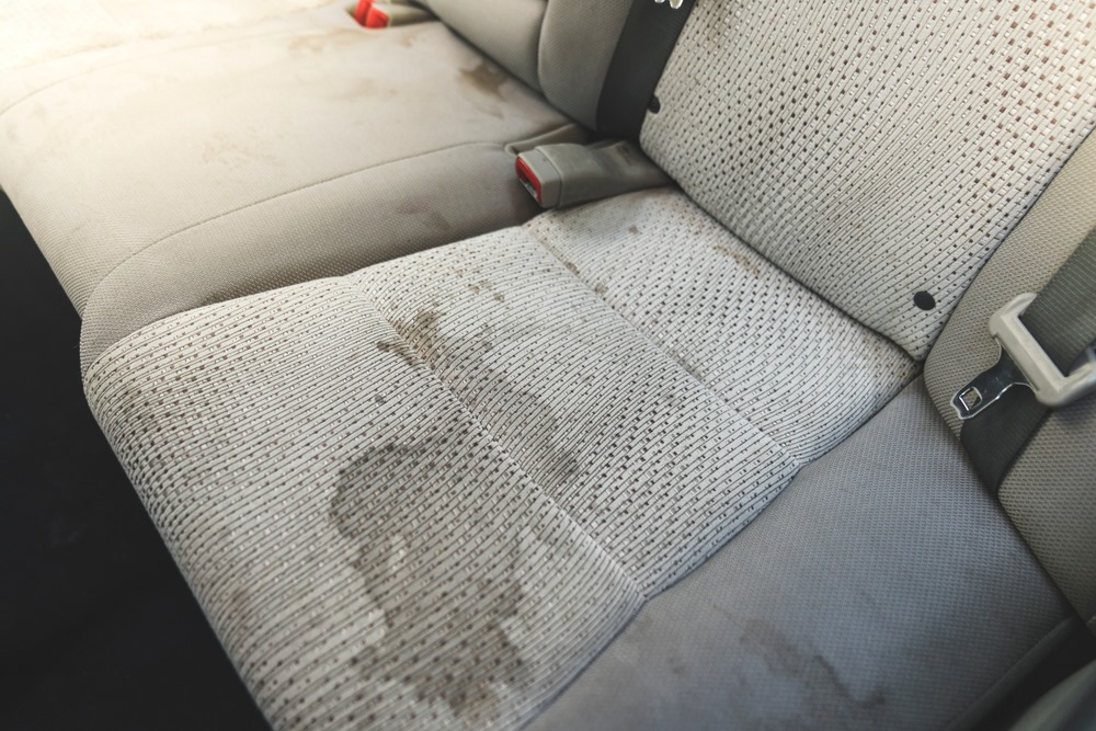 A view of stains on leather car seat