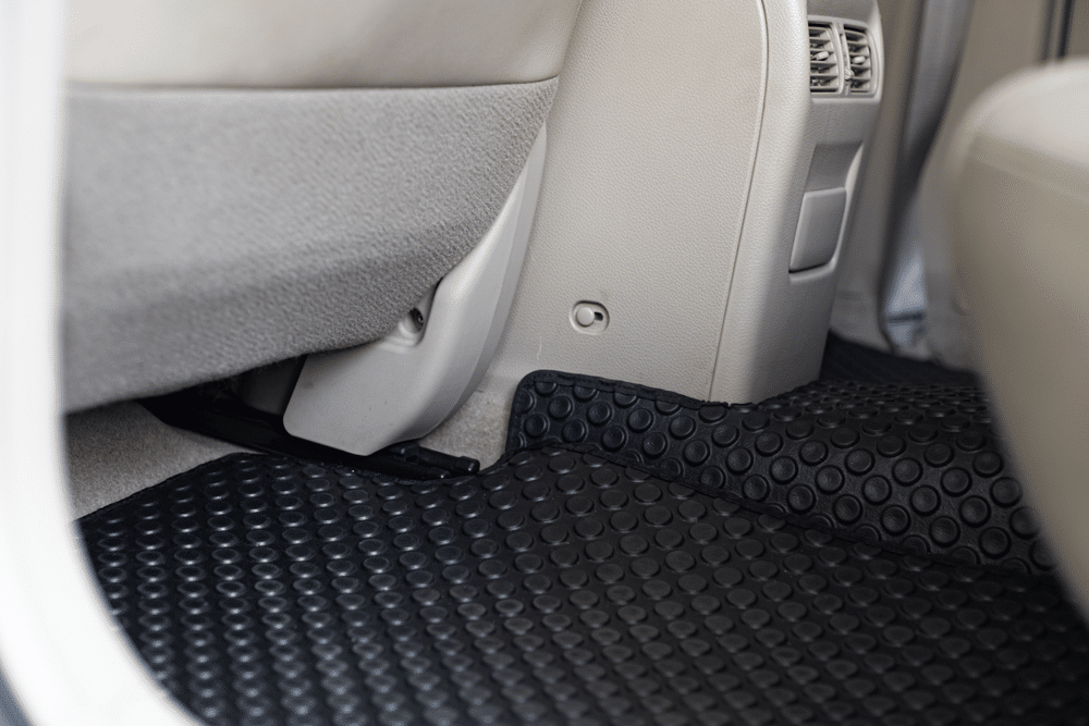 A view of a rubber car mat